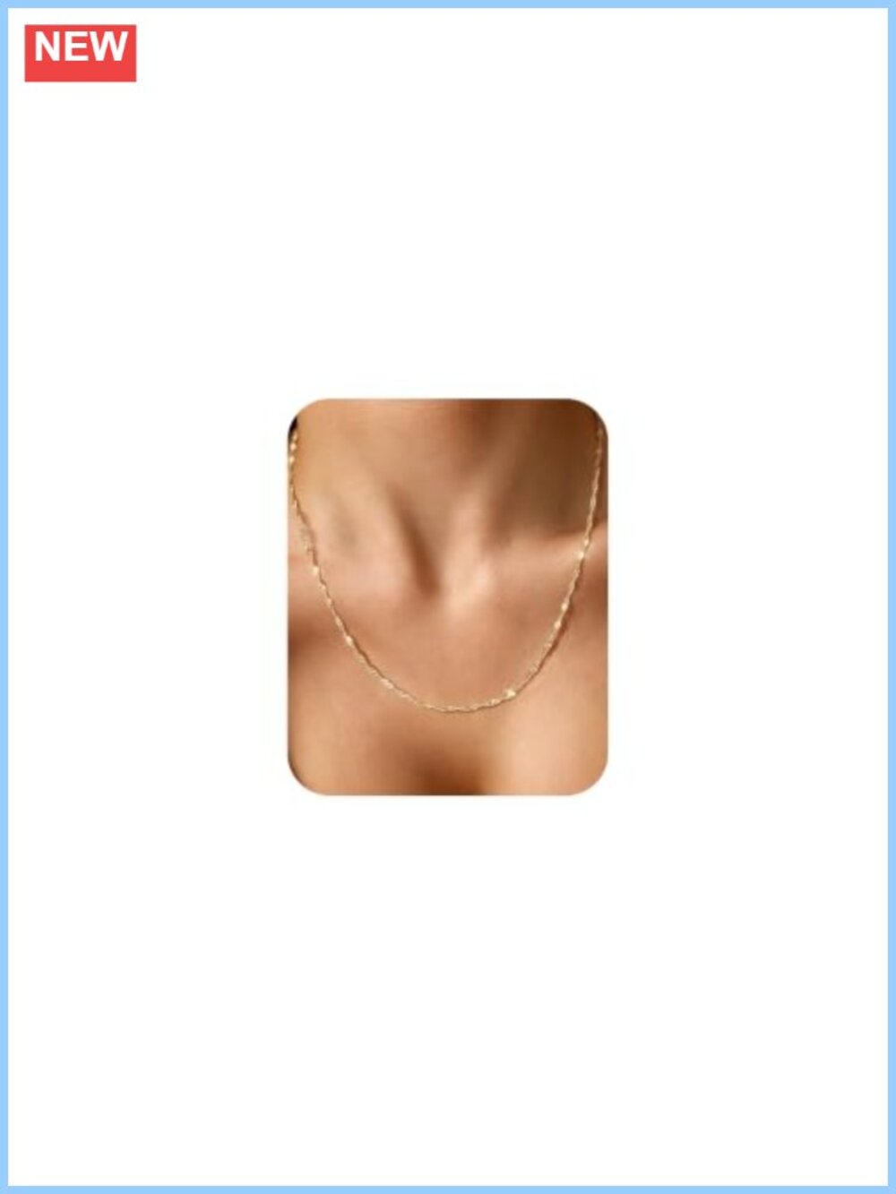 14K Gold Plated Twisted Chain Necklace 16"+2" Adjustable